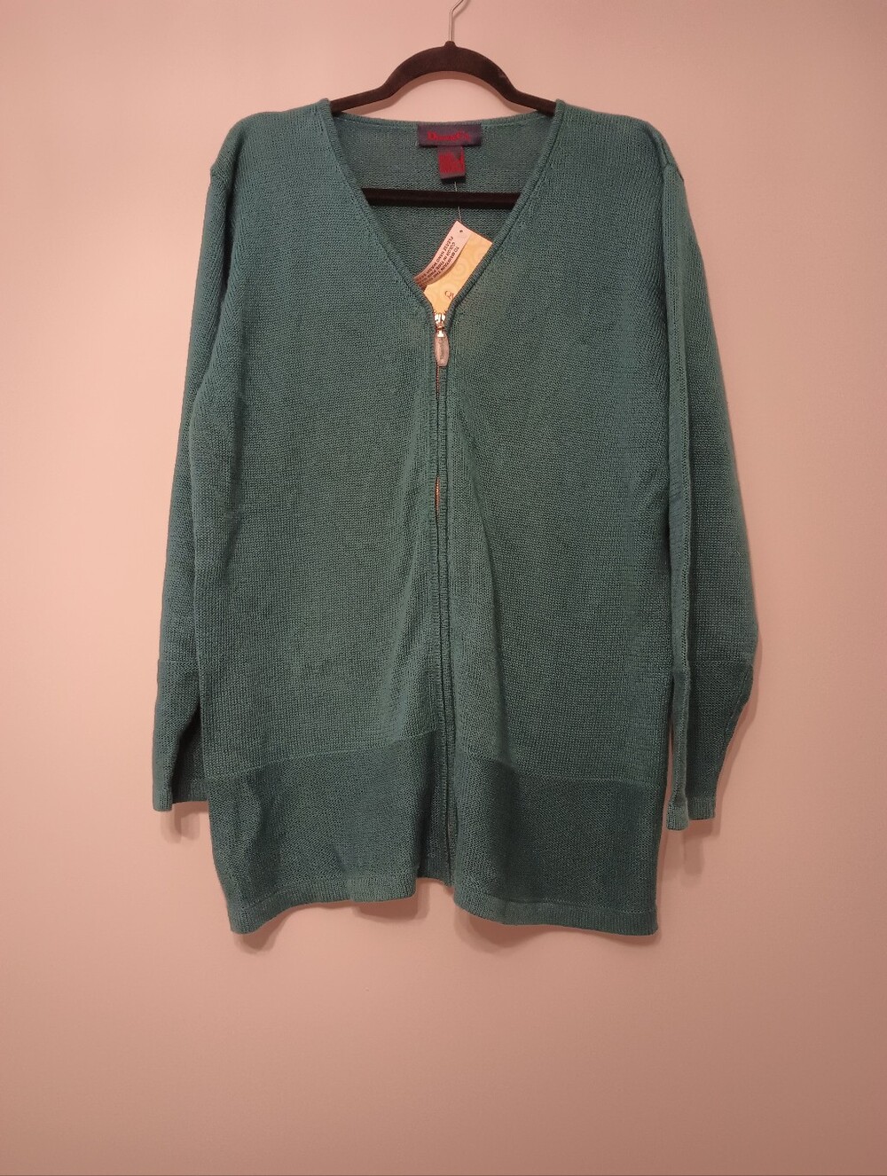 Denim & Co Zip-Up V-Neck Cardigan L